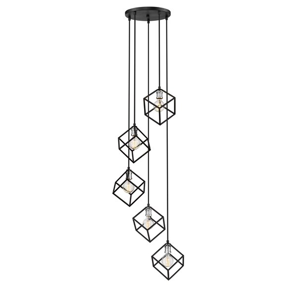 Vertical 5 Light Pendant, Matte Black